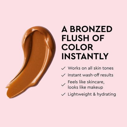 Tanologist face bronzer packaging showing the ingredient list with squalane and niacinamide.