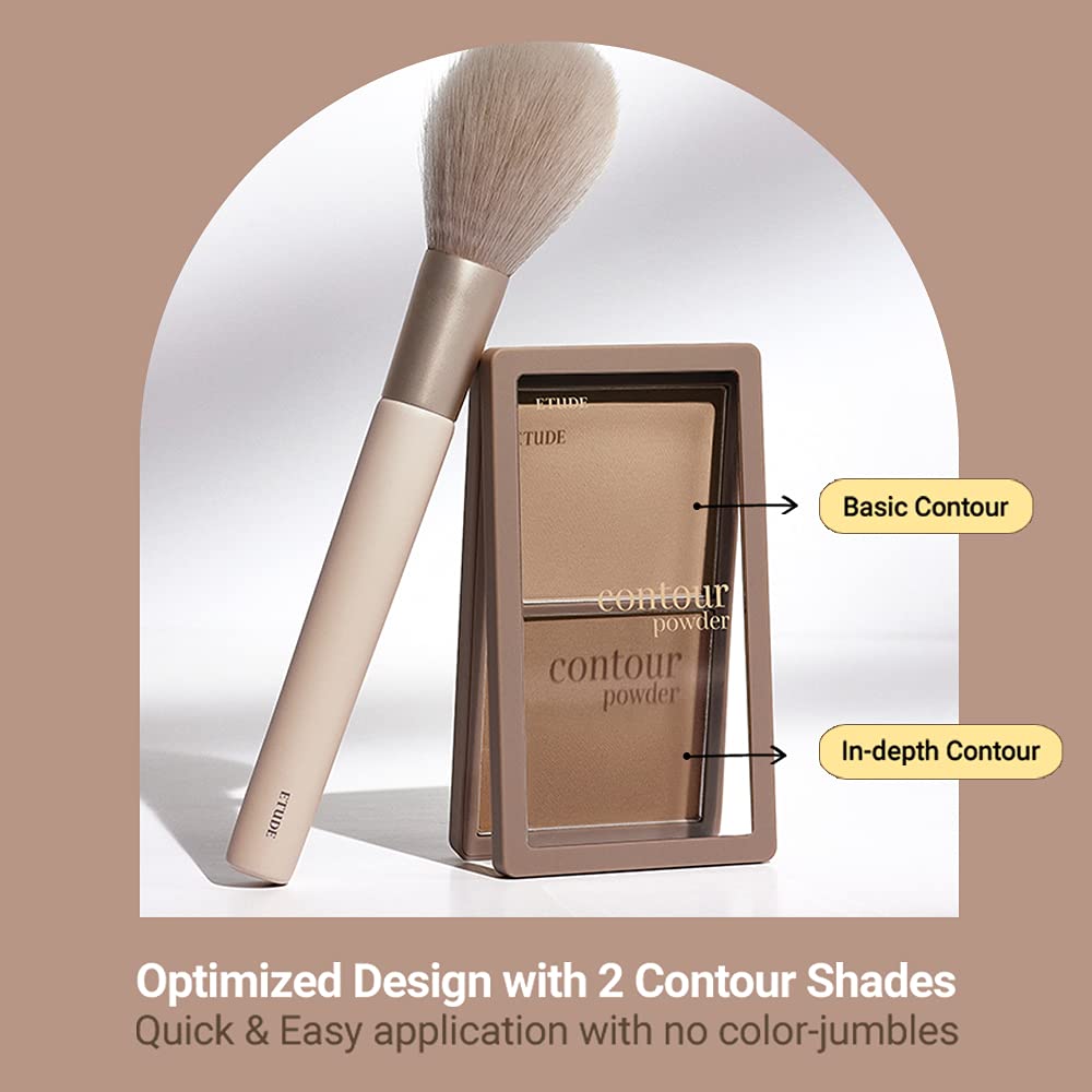 ETUDE matte bronzer powder showing the light and dark cool brown tones