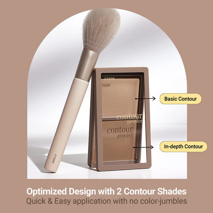 ETUDE matte bronzer powder showing the light and dark cool brown tones