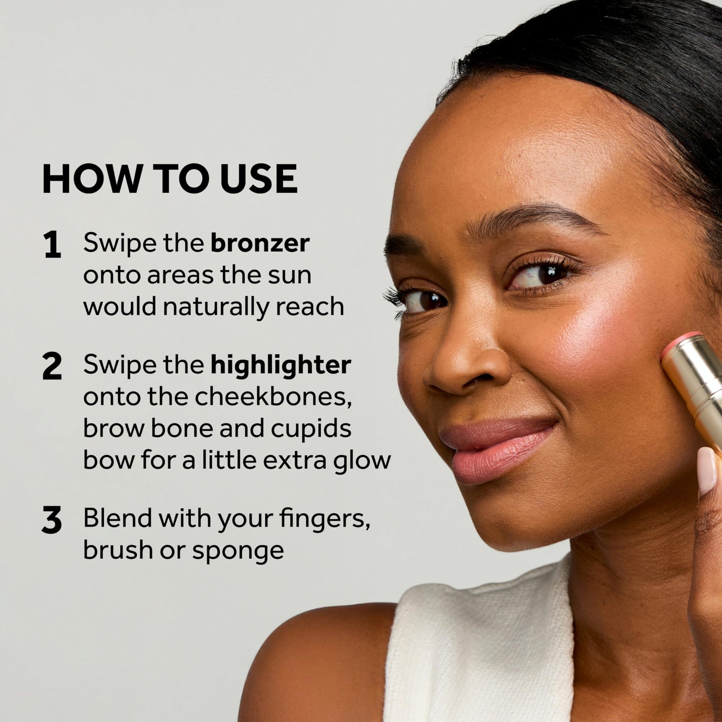 Swatches of No7 Light Bronze and Champagne Glow cream makeup on fair skin tone.