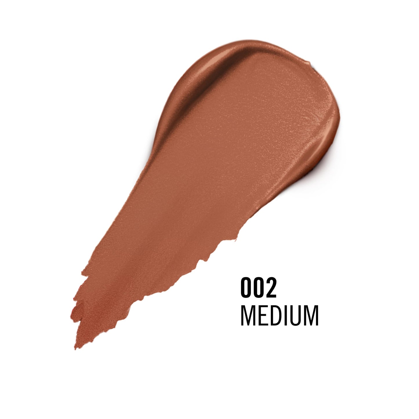 Rimmel 3 in 1 cream bronzer stick in shade 002 Medium uncap view displaying the creamy product tip.