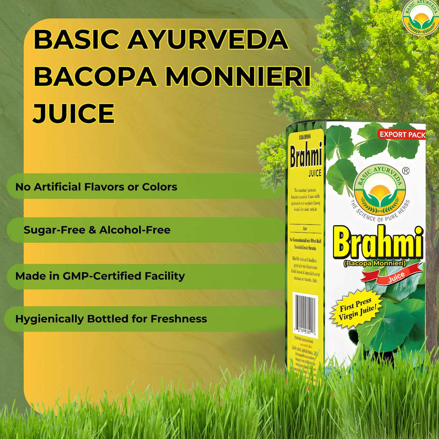 Bacopa Monnieri memory support juice liquid nutritional information side panel