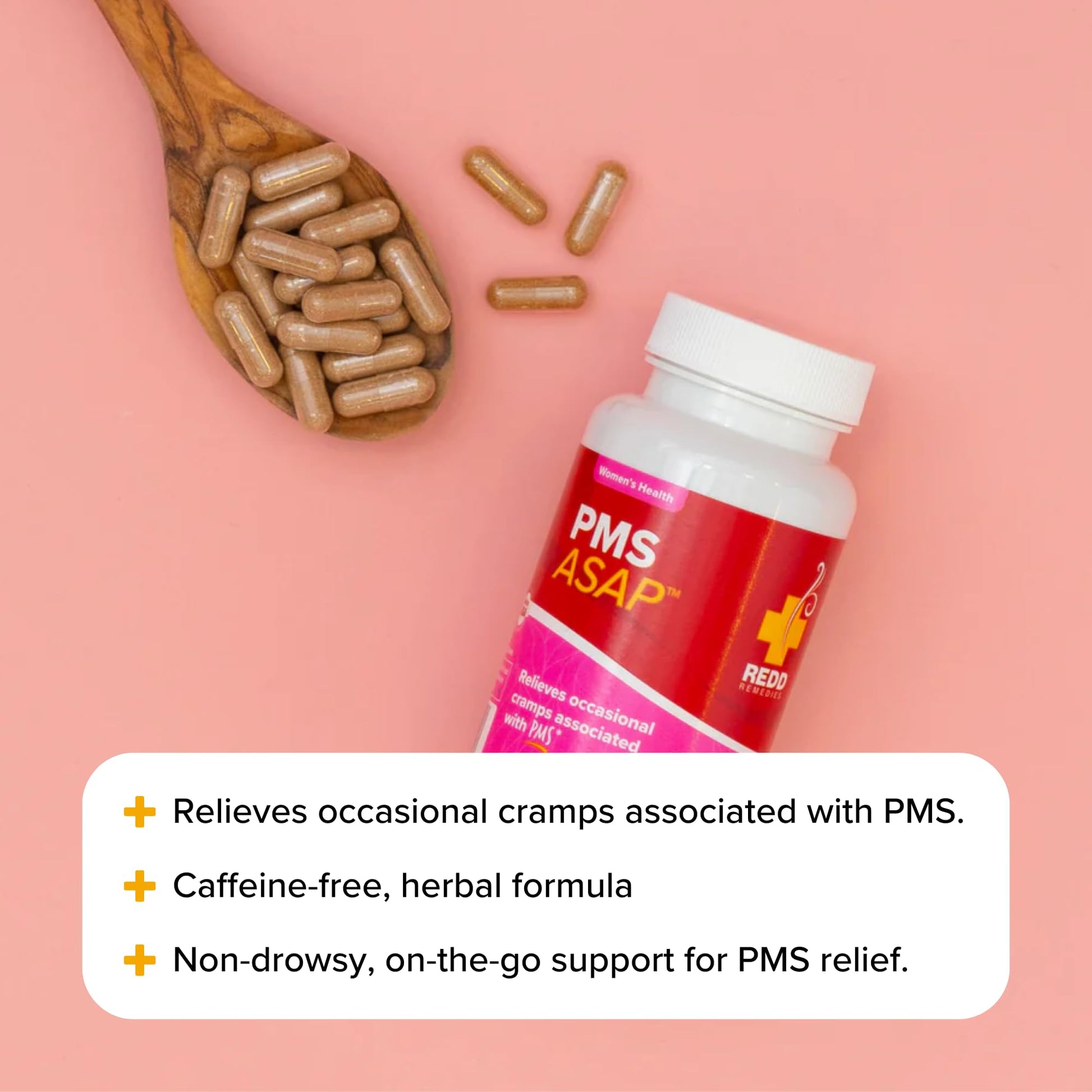 Authentic USA imported Redd Remedies period support capsules capsule size and text review