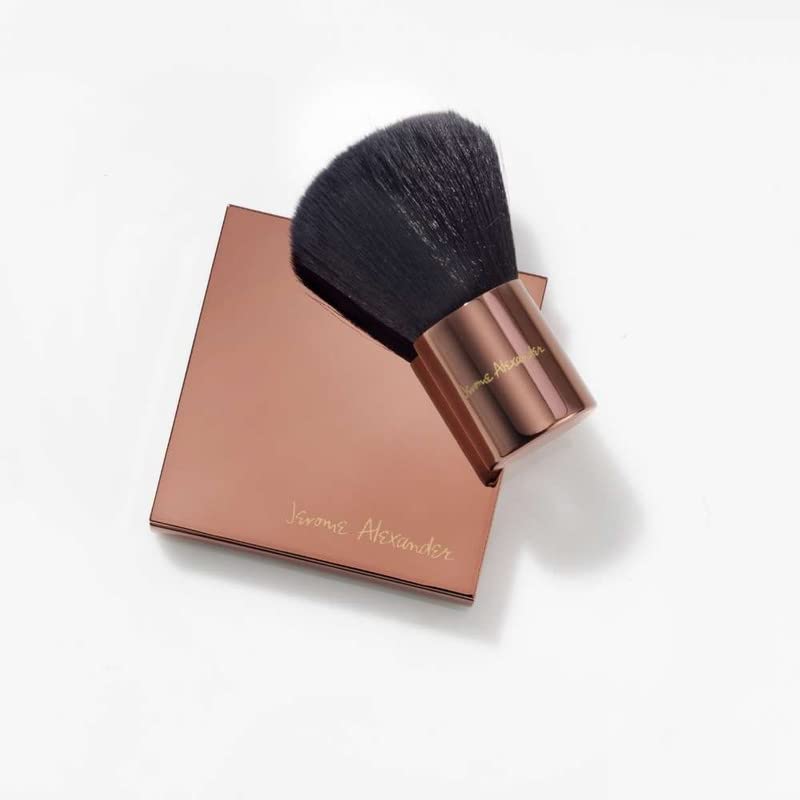 Open Jerome Alexander Magic Minerals Baked Bronzer compact showcasing the self-adjusting marbleized matte powder and lid mirror.