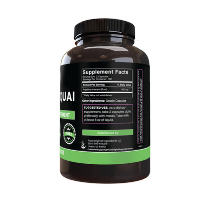 Pure Original Ingredients Dong Quai root extract supplement bottle showing clear ingredient list.