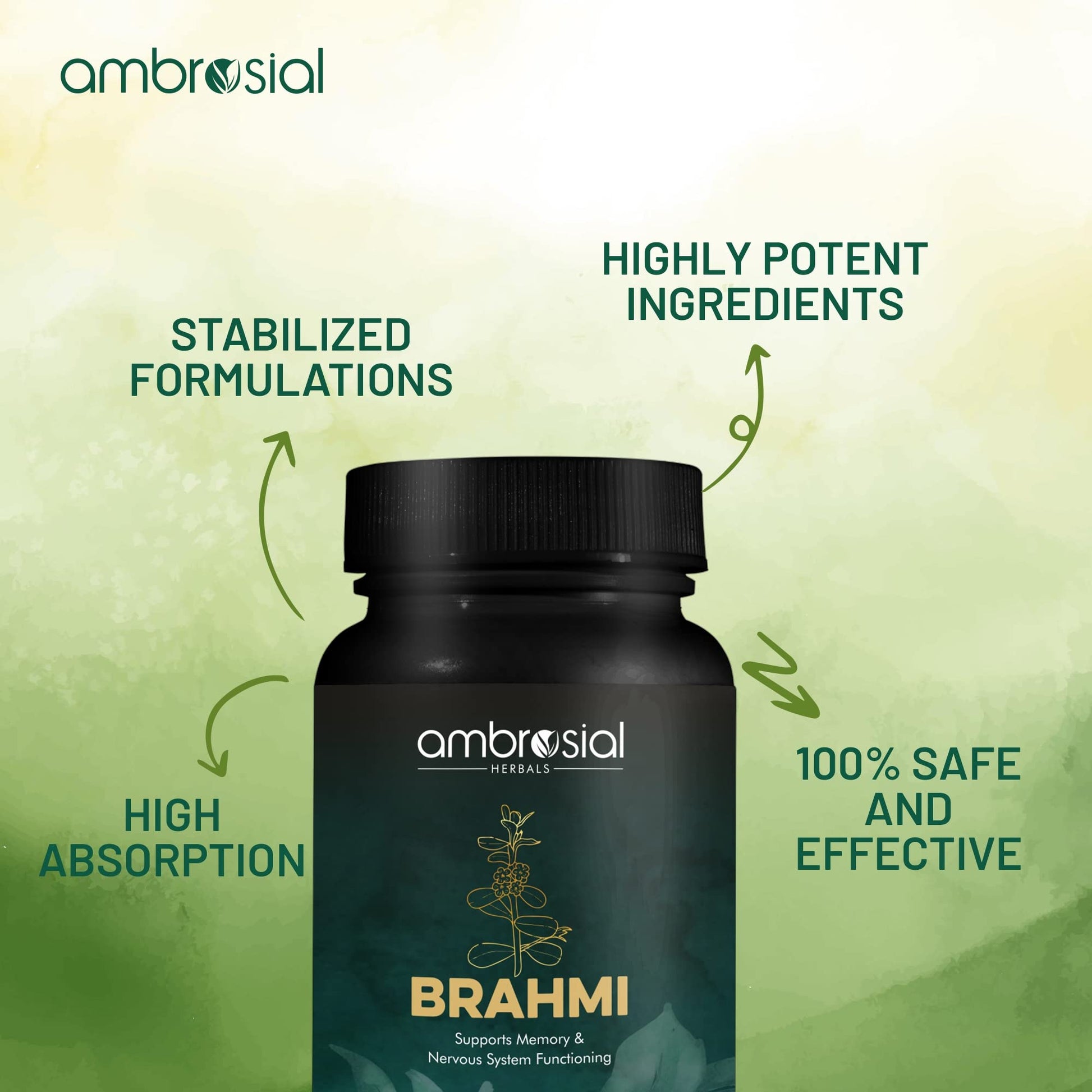 Ambrosial herbal brain tonic capsules for cognitive enhancement