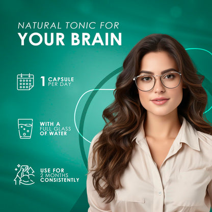 Premium Ambrosial Brahmi supplement packaging showing 60 capsule count