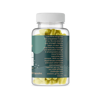 Like Mine Dong Quai capsules pure natural formula side label close up