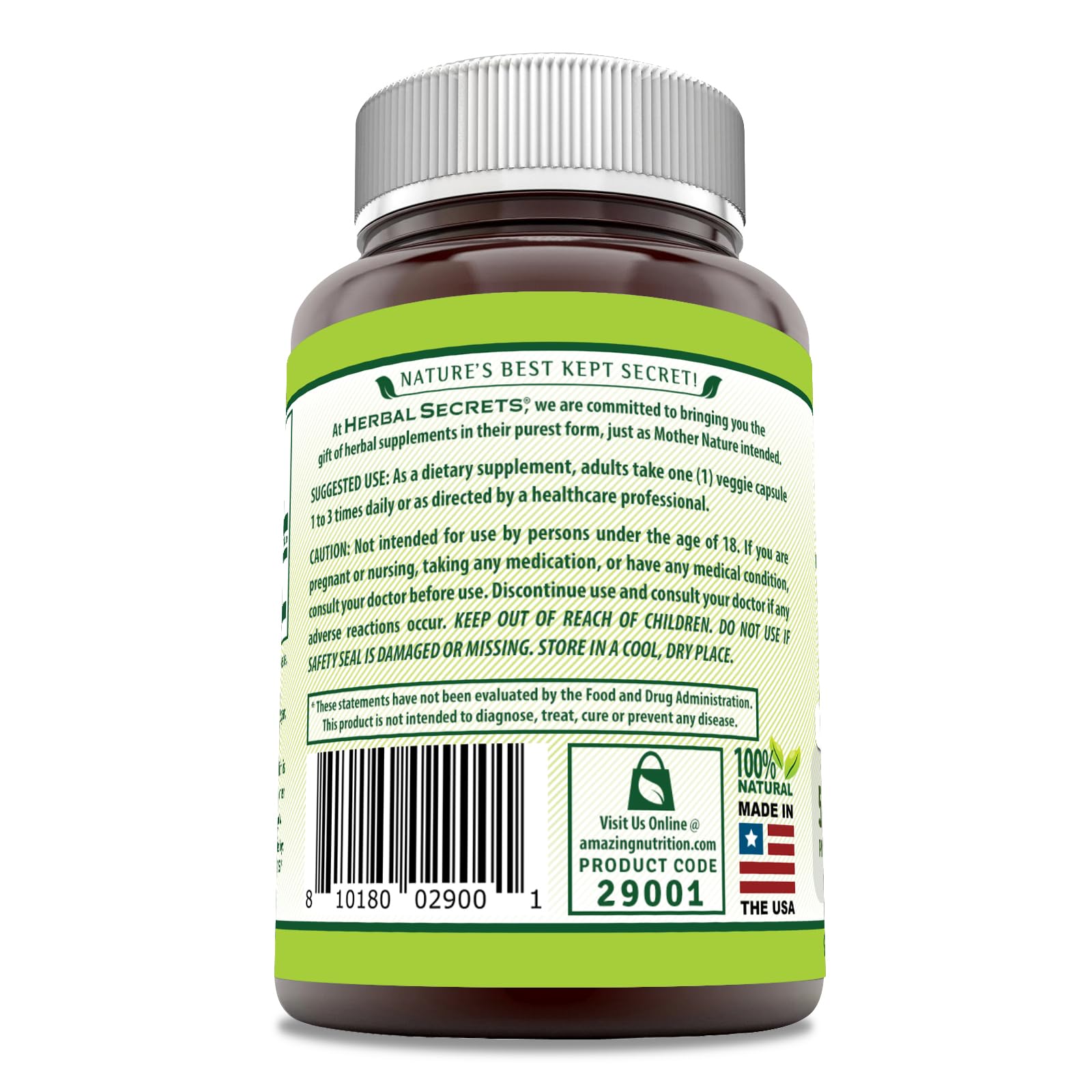 Authentic imported USA brain health supplement capsules on a clean background