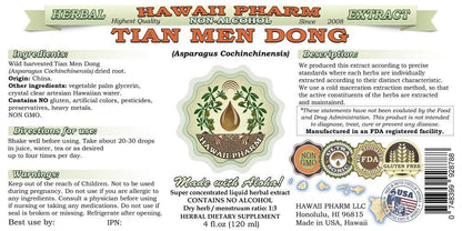 Asparagus root glycerite herbal supplement by Hawaii Pharm showing formulation labels