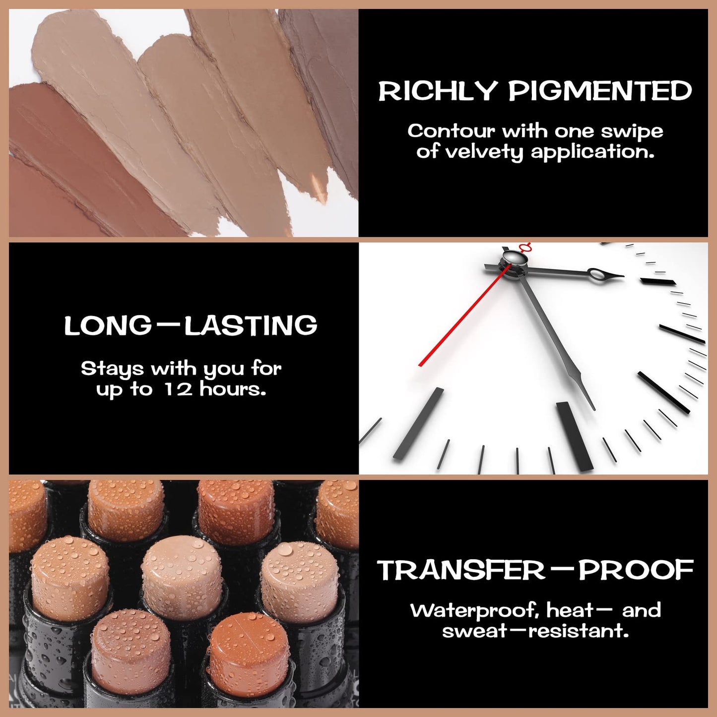Focallure long lasting cream contour stick showing the buildable matte pigment swatch.