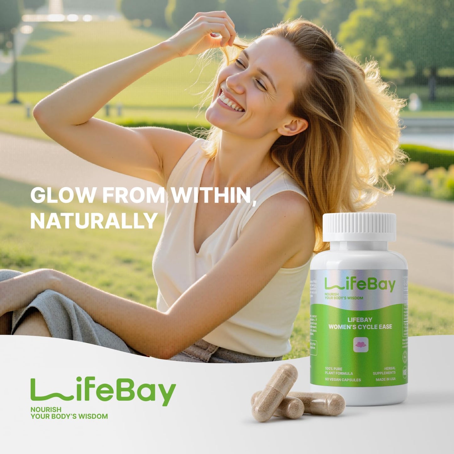 Authentic USA imported LifeBay hormonal balance capsules packaging close up