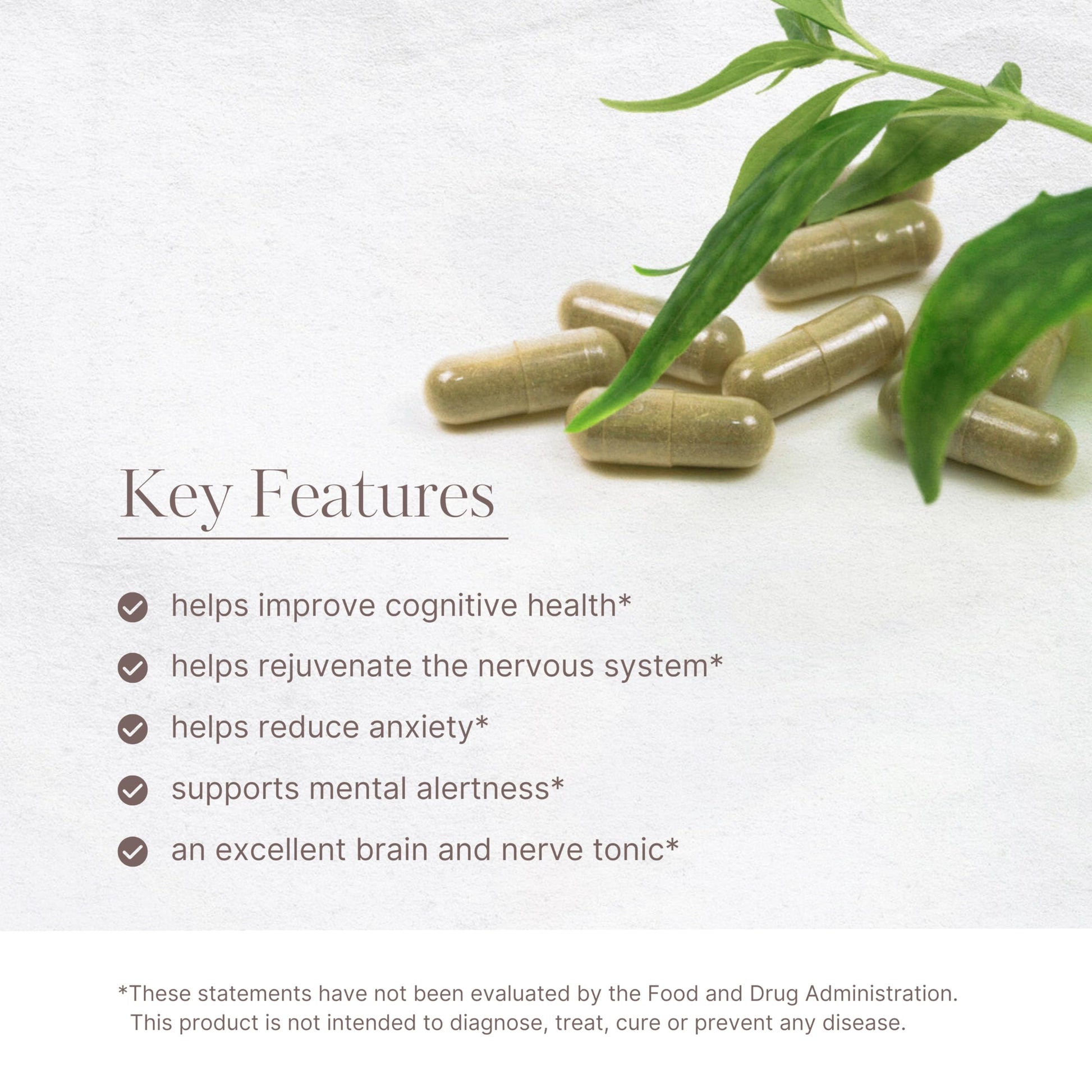 Premium Bacopa Monnieri whole plant extract dietary supplement for cognitive clarity and focus
