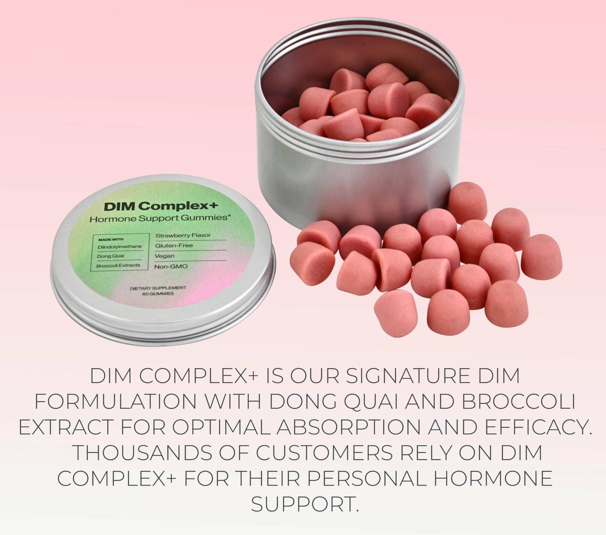 Vegan friendly gluten free DIM complex gummies by Habit + Habitat for everyday menstrual cycle care.