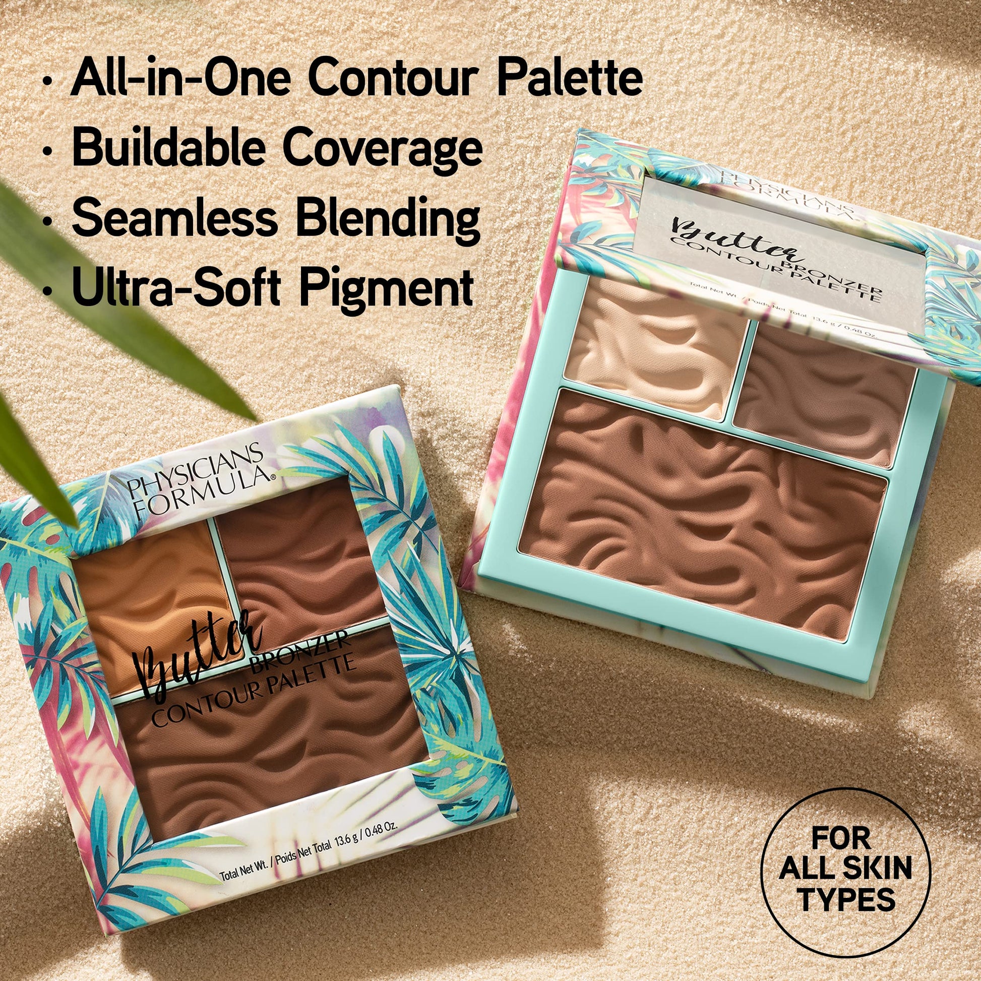 Physicians Formula Light Medium face palette close-up highlighting the creamy powder texture.