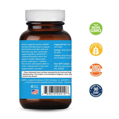 Pure Essence Labs JointEssence vegetarian capsules supplement bottle showing ingredient highlights