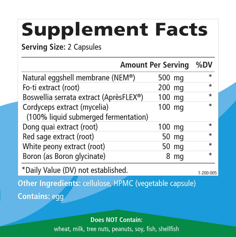 Close up of the back label on Pure Essence Labs JointEssence showing usage instructions