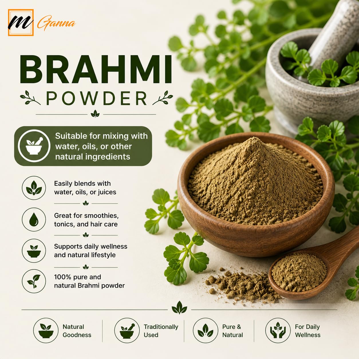 Authentic chemical free Brahmi powder by mGanna