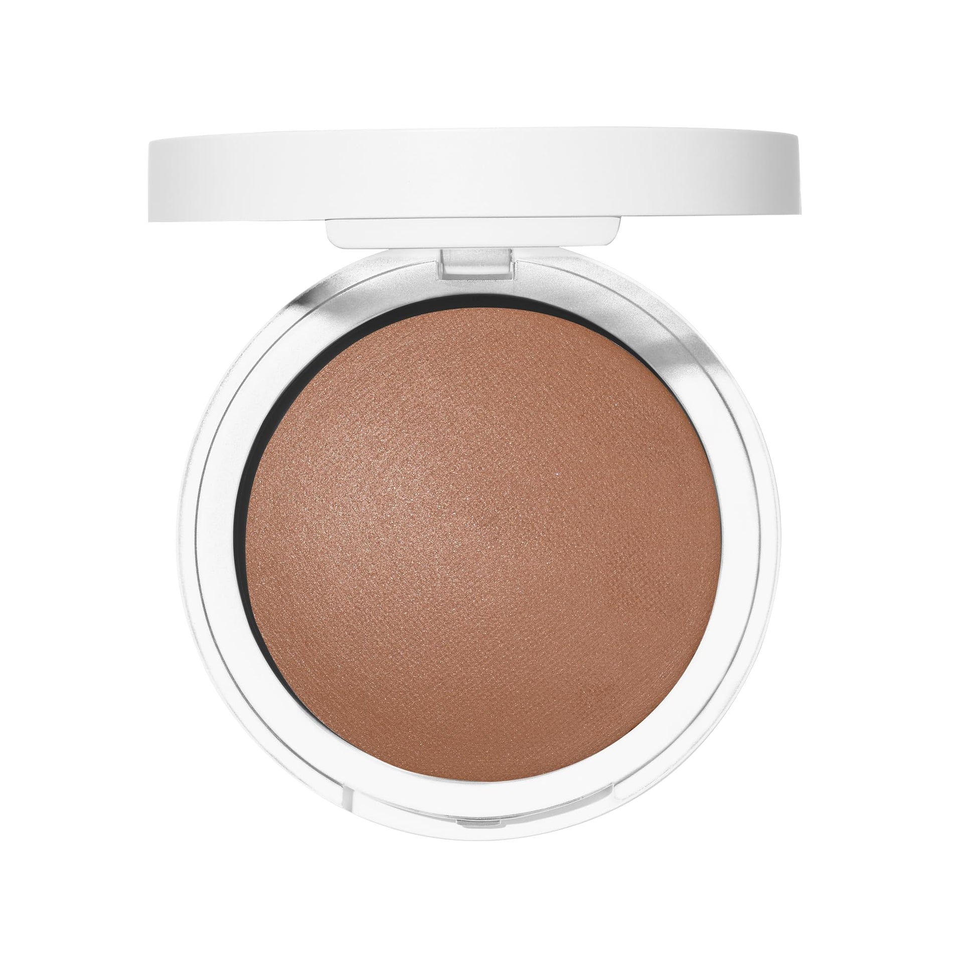 Clean non toxic face makeup bronzing powder compact on clean background
