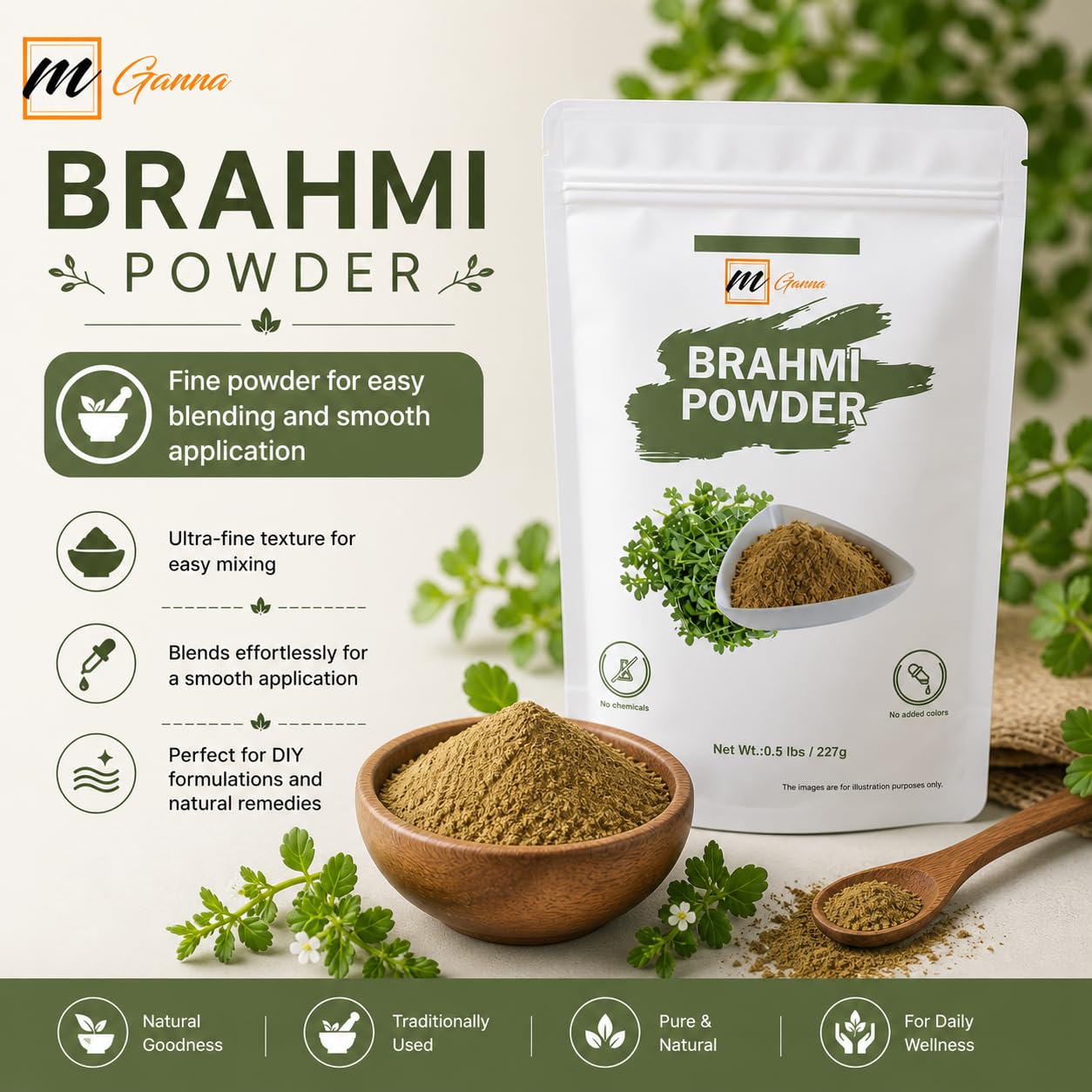 Natural mGanna Brahmi hair mask preparation texture