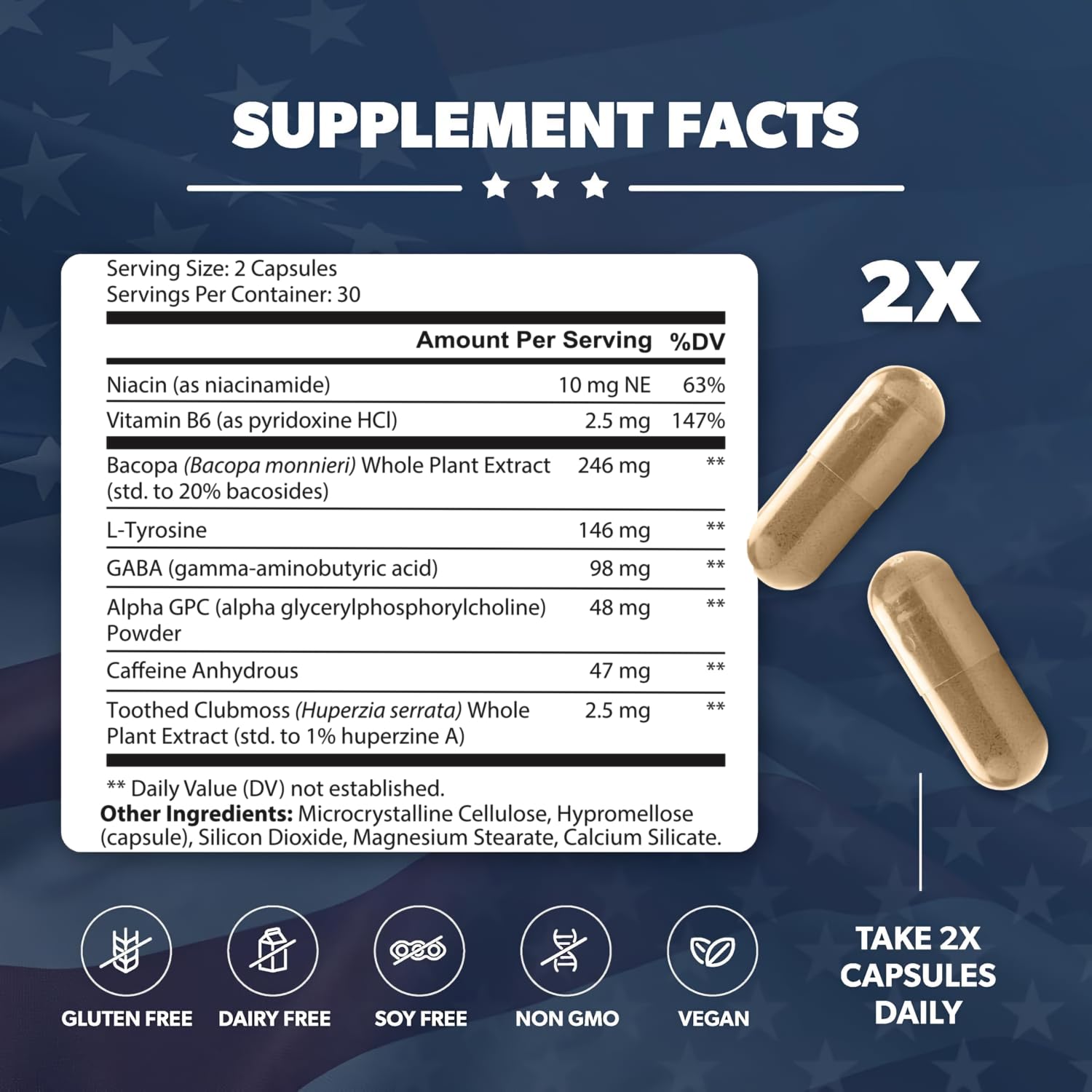 American Vitality cognitive supplement showing the USA imported premium packaging