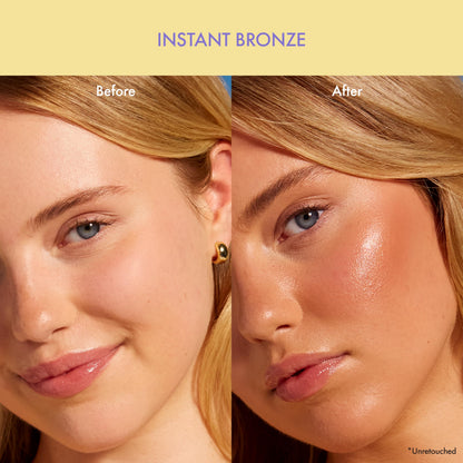 Isle of Paradise wash off bronzing serum applied on the high points of the face