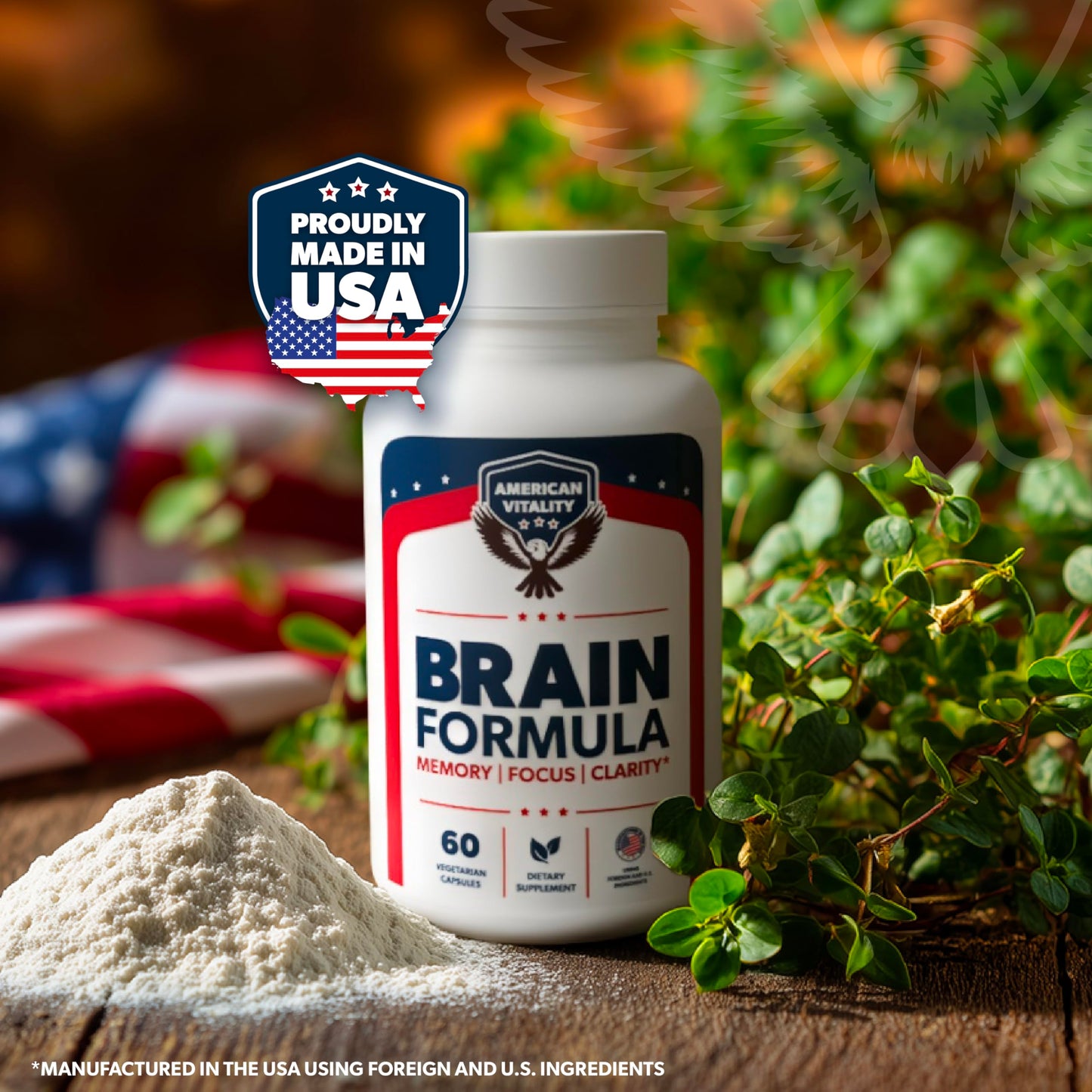 Authentic American Vitality brain health supplement for enhanced mental clarity and concentration