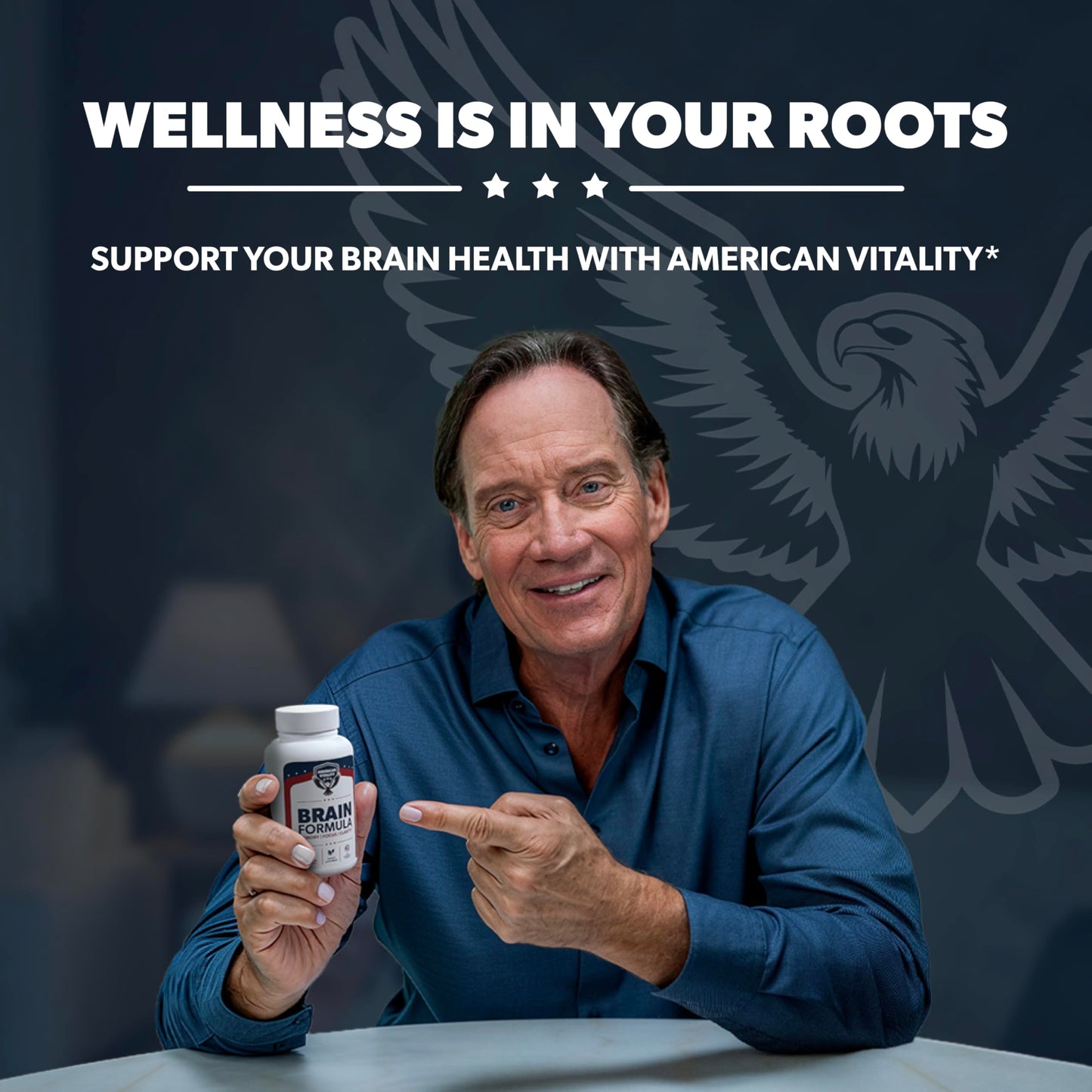 Close up of the supplement facts and ingredients on the American Vitality container