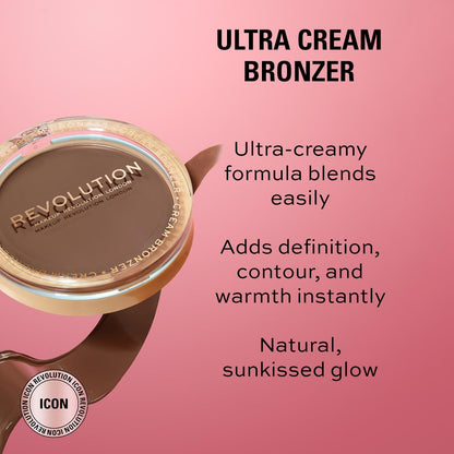 Makeup Revolution matte finish cream contour compact open displaying Light shade
