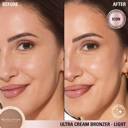 Texture swatch of the ultra-blendable vegan cream bronzer on skin