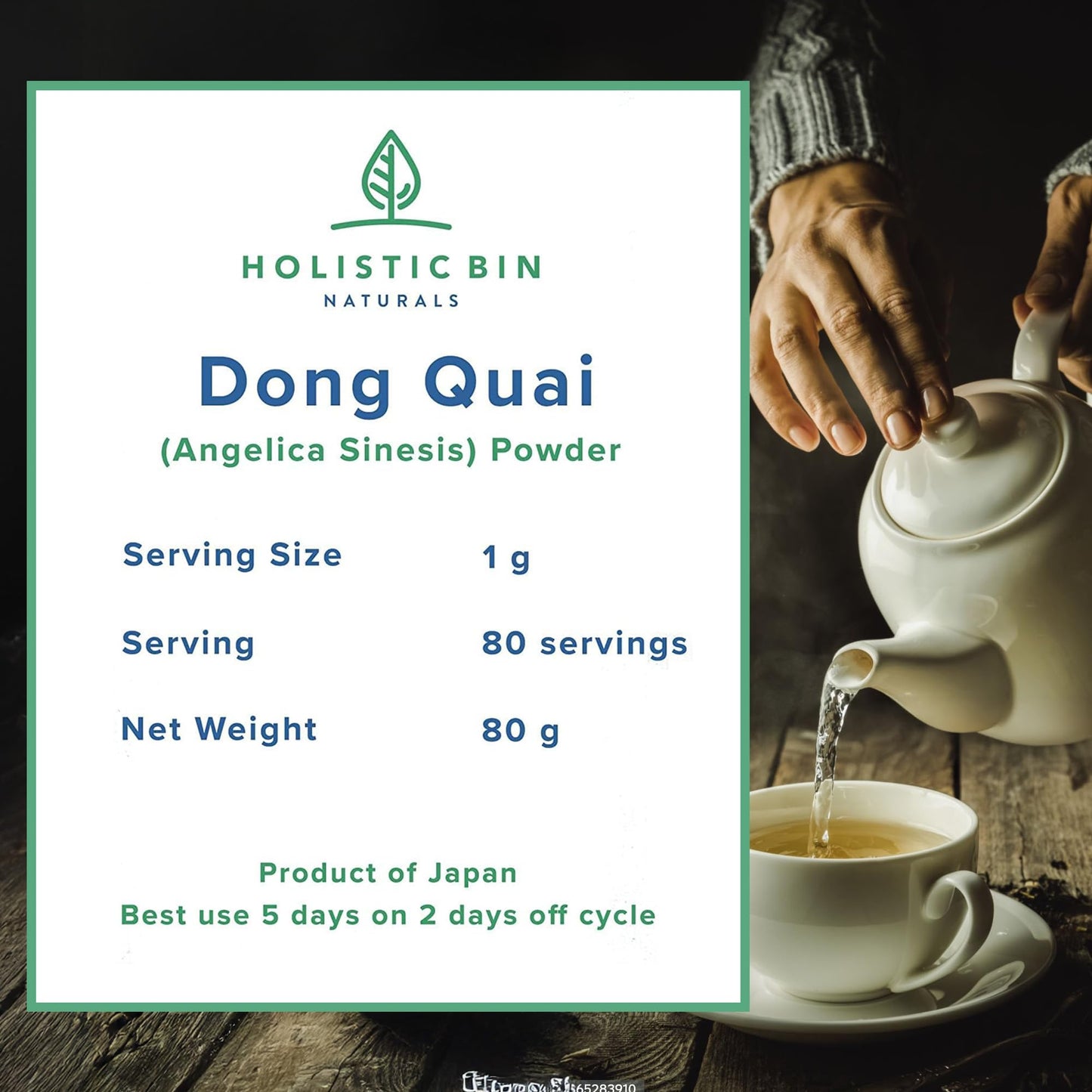 Wild harvested female ginseng powder extract by Holistic Bin for herbal tea