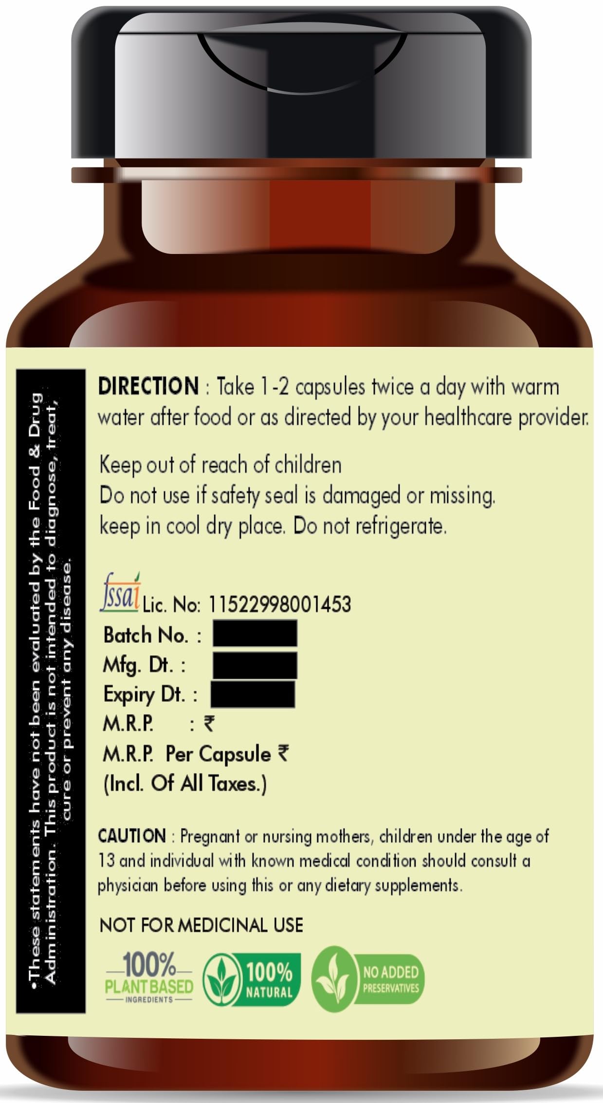 Standardized Bacopa Monnieri extract capsules with active bacosides detailing