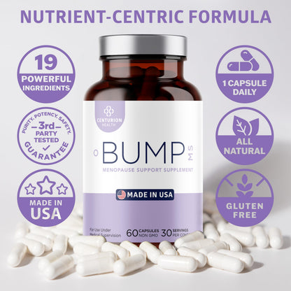 Centurion Health Bump MS 19 powerful ingredients bottle close up