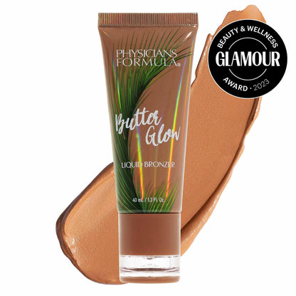 Physicians Formula illuminating liquid bronzer bottle with packaging displaying the Amazonian butter infusion