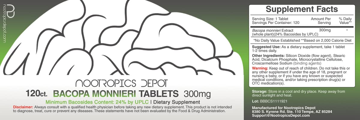 Authentic USA imported Nootropics Depot Brahmi extract supplement for memory and verbal learning