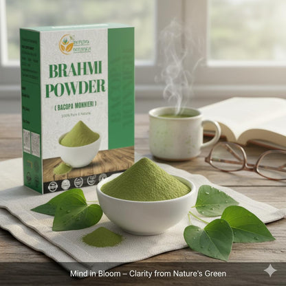 Fine texture overview of pure green Bacopa Monnieri herbal powder for hair growth.