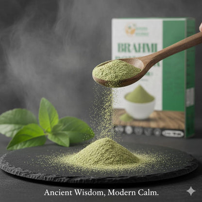 Premium imported packaging of Herbs Botanica Bacopa Monnieri powder for Indian consumers.