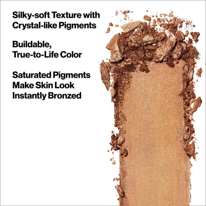 Open compact of Revlon Skinlights Prismatic Bronzer showing the peachy bronze powder