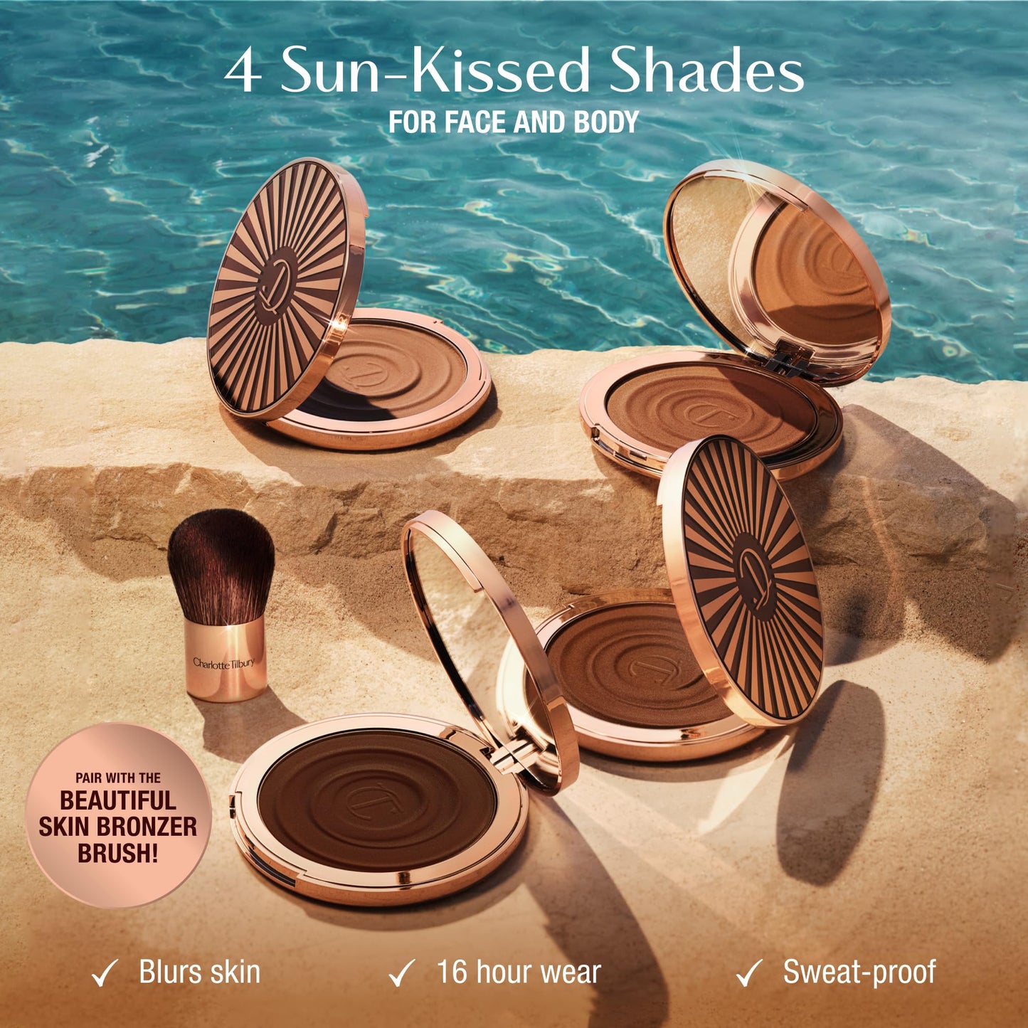 Authentic Charlotte Tilbury face and body bronzer side profile display