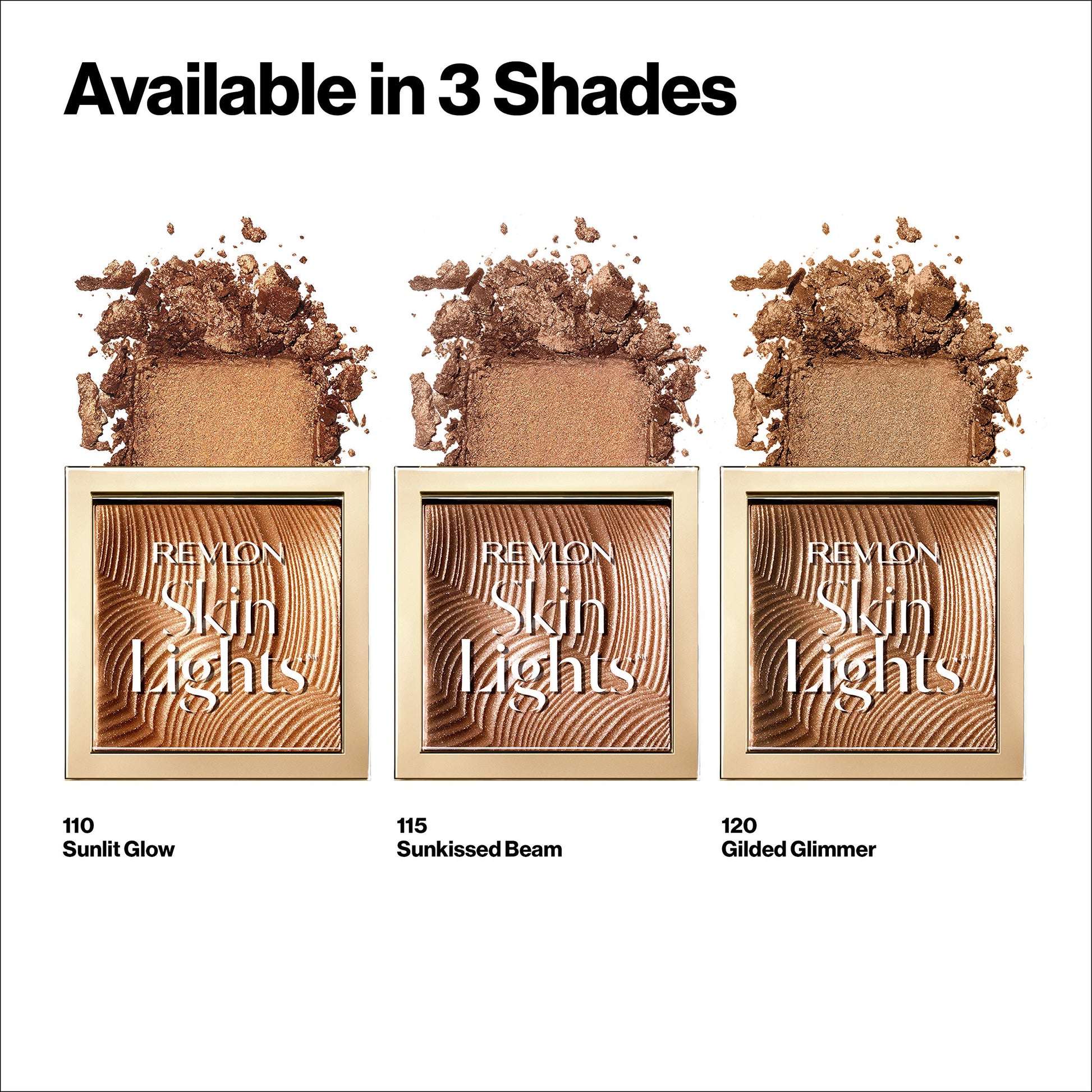 Swatches of the translucent to buildable Revlon 110 Sunlit Glow bronzer on skin