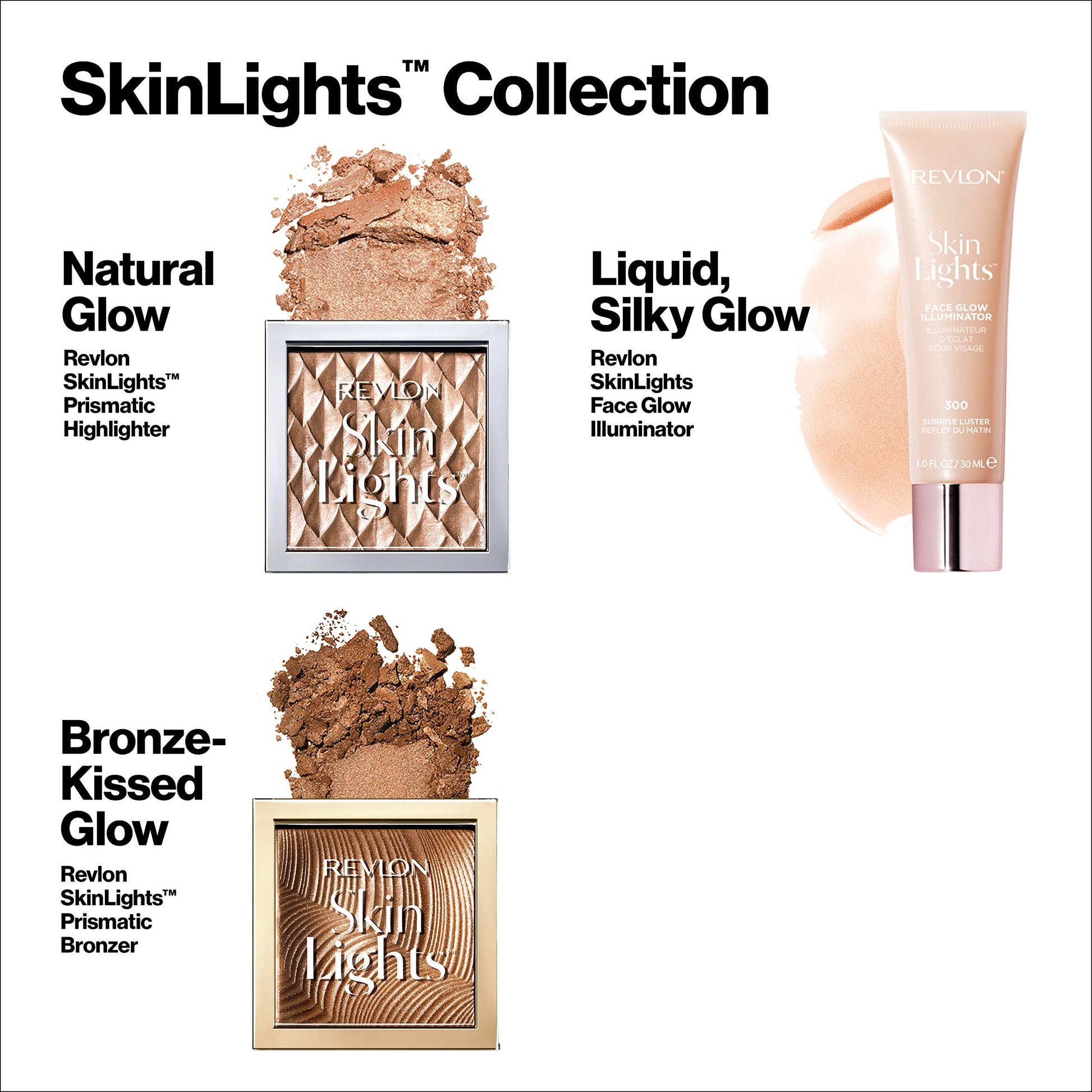 Back label of the Revlon Skinlights Prismatic Powder Bronzer showing ingredients and size