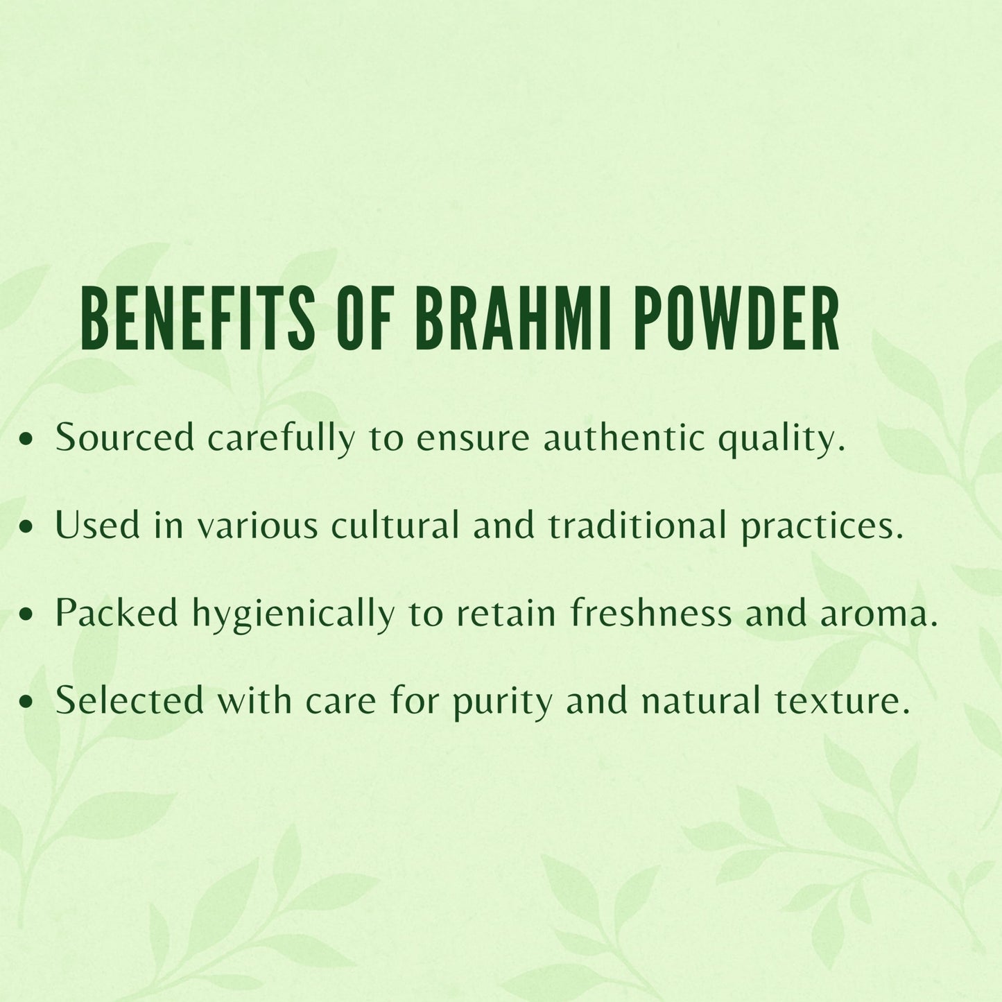 Authentic Ayurvedashree Brahmi powder container back view with instructions