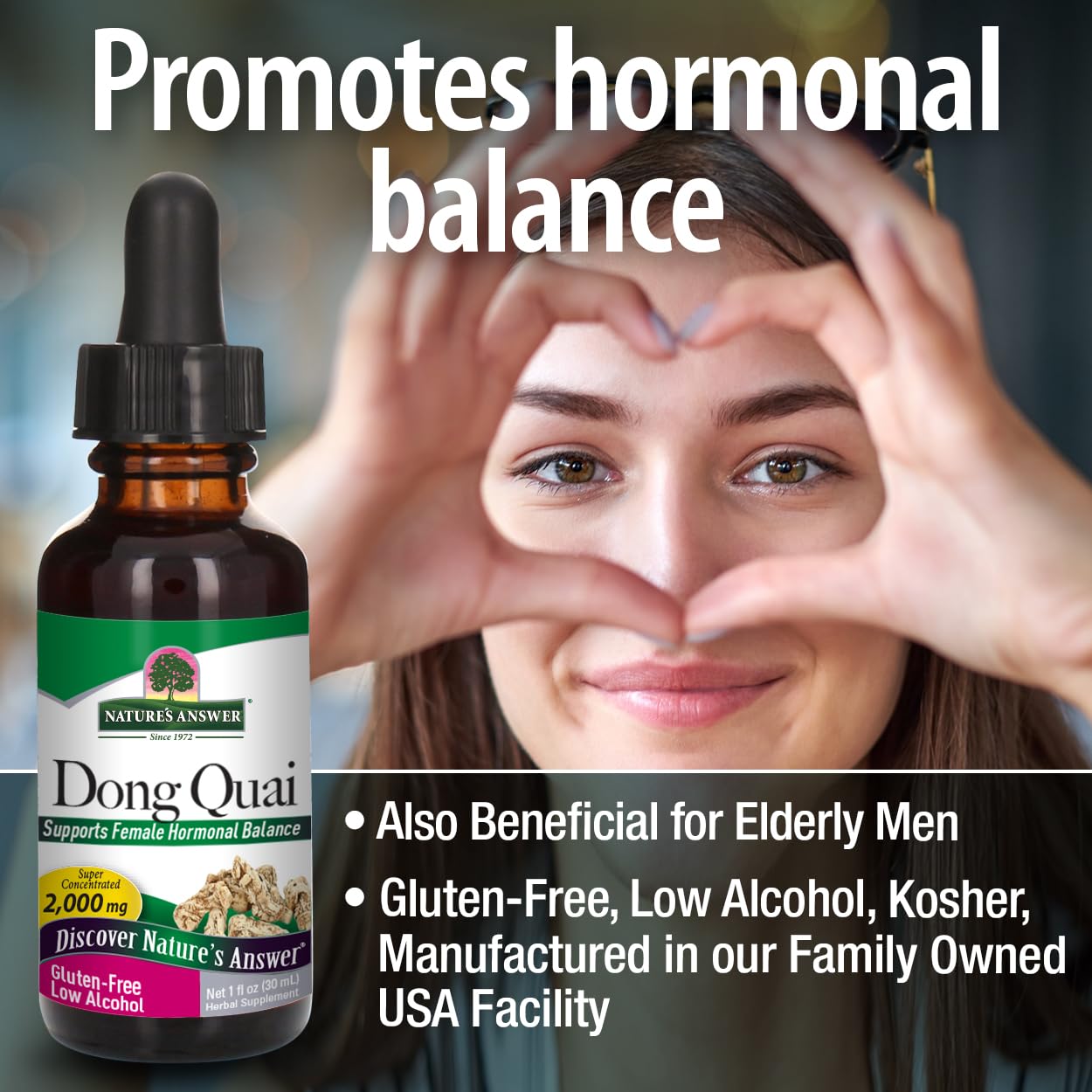 Back label of Nature's Answer Dong Quai showing supplement facts and 2000mg dosage.