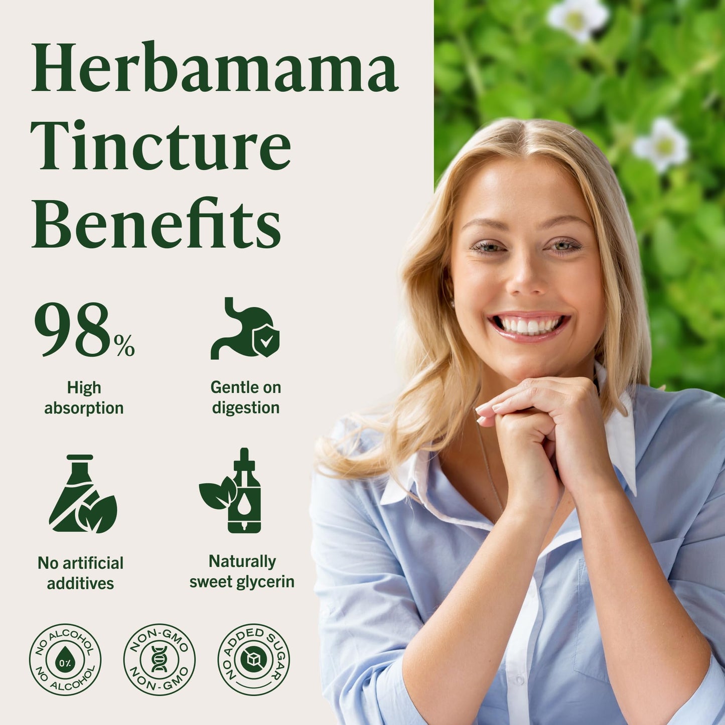 HERBAMAMA Bacopa Monnieri herbal tincture bottle placed on a clean background showing the premium imported seal.