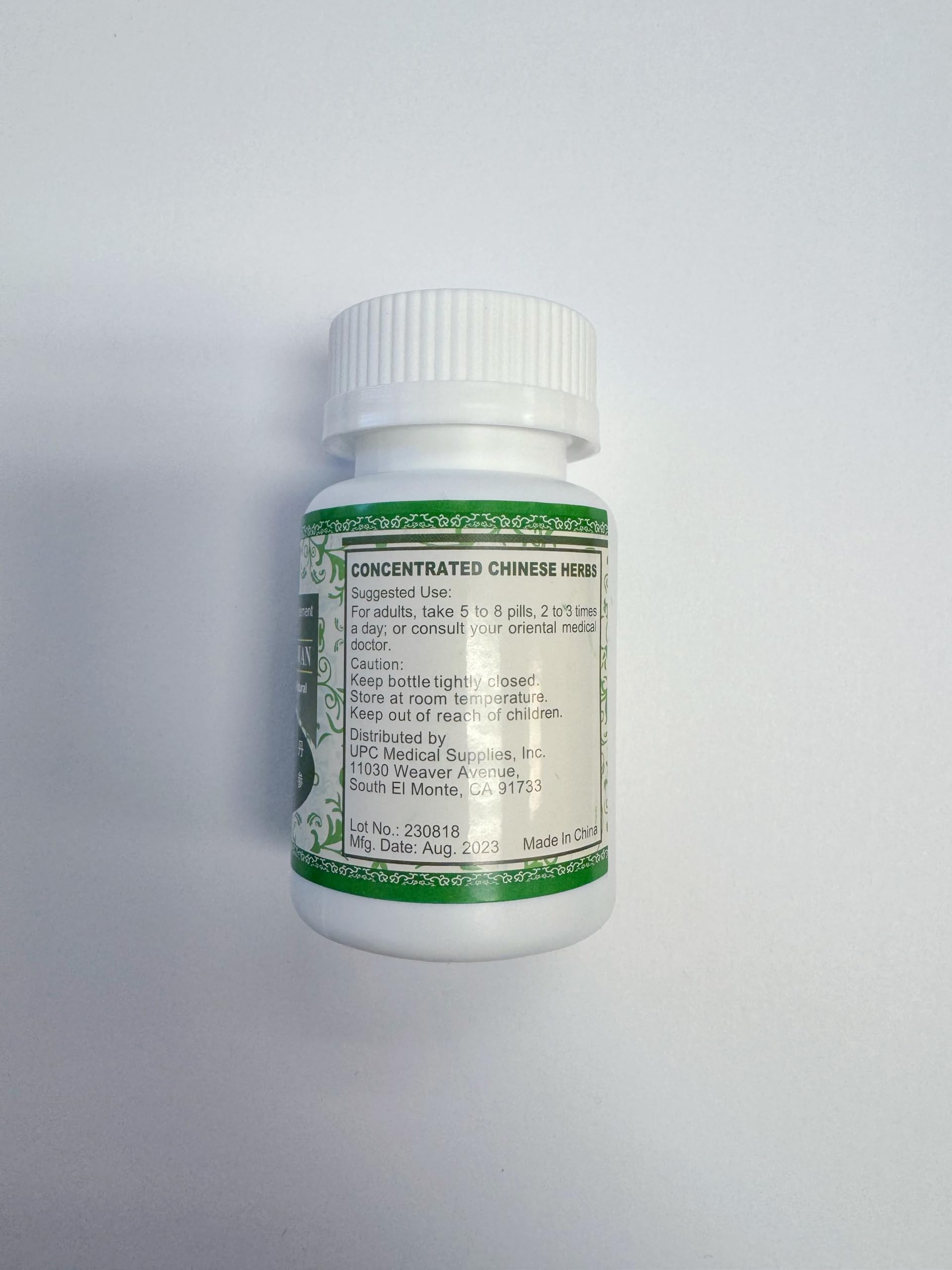 Back label of Millennia herbal pills detailing the 5:1 concentration and premium botanical blend.