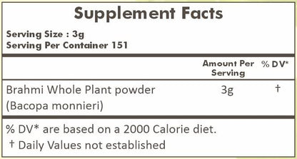 Herbal Hills Brahmi 454 grams pouch ingredients and usage instructions