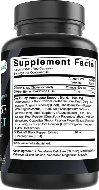 Premium imported non GMO menopause relief capsules by Best Naturals close up