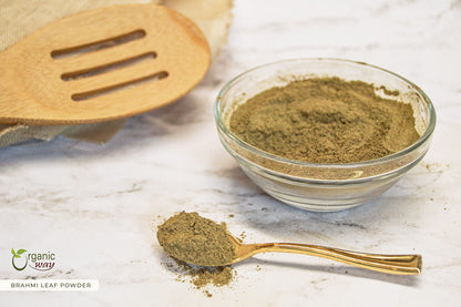 Premium Organic Way Ayurvedic herb powder for cognitive support and memory boost.