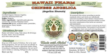 Hawaii Pharm Chinese Angelica alcohol free glycerite 2 ounce bottle