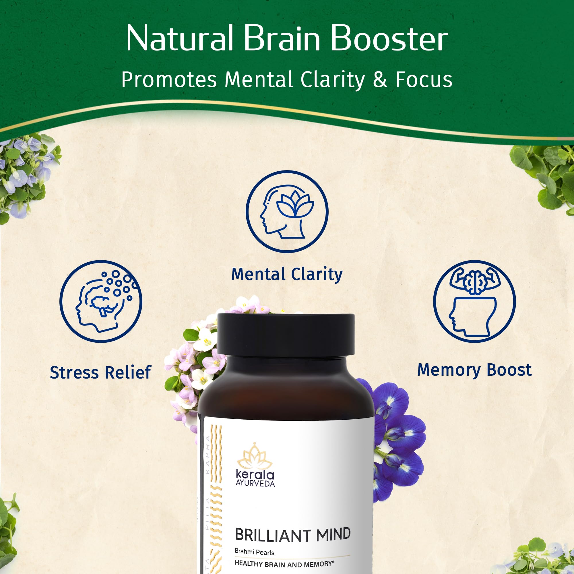 Kerala Ayurveda Bacopa Monnieri daily memory and focus support softgels